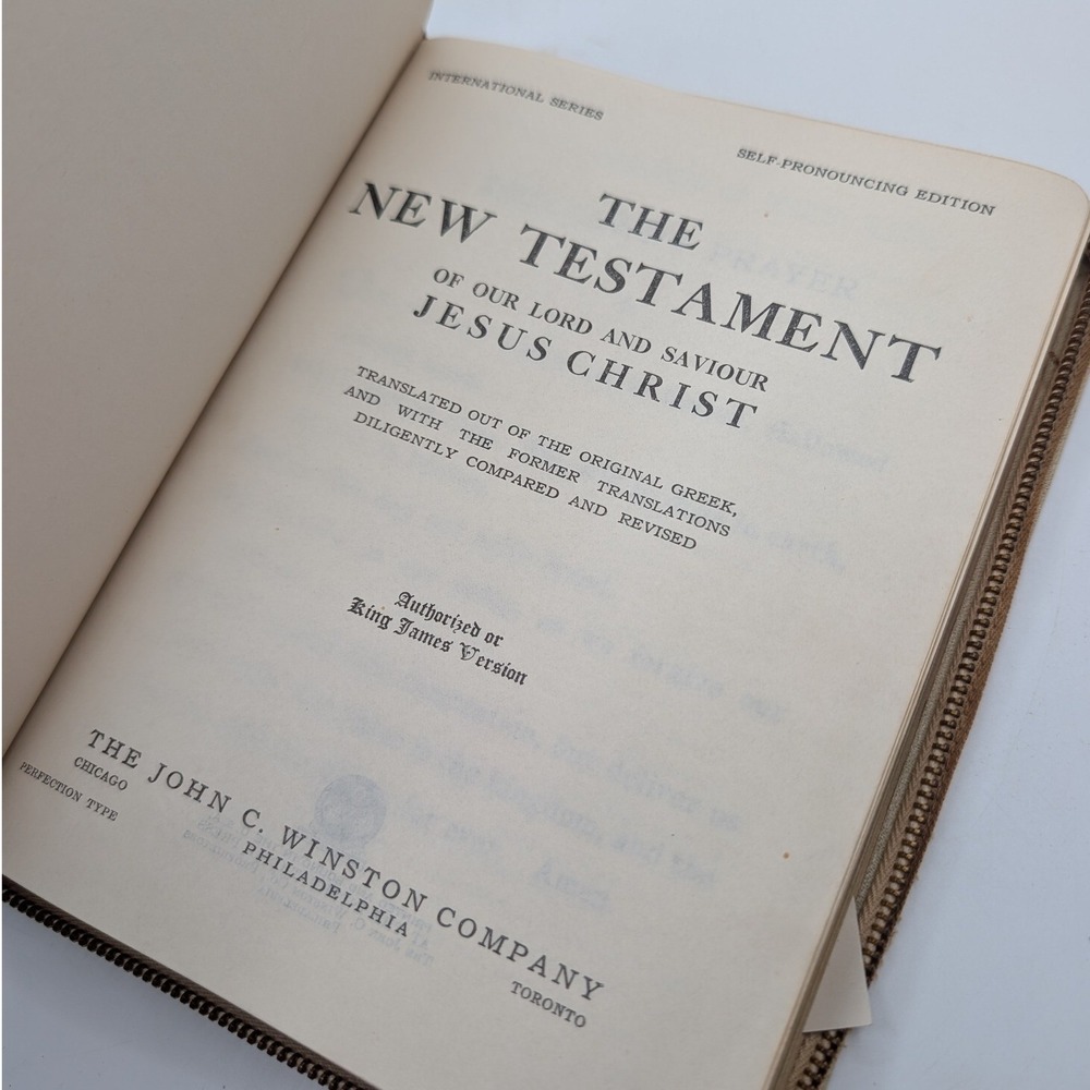 Vtg John C Winston New Testament Psalms White Zipper King James Bible 1951